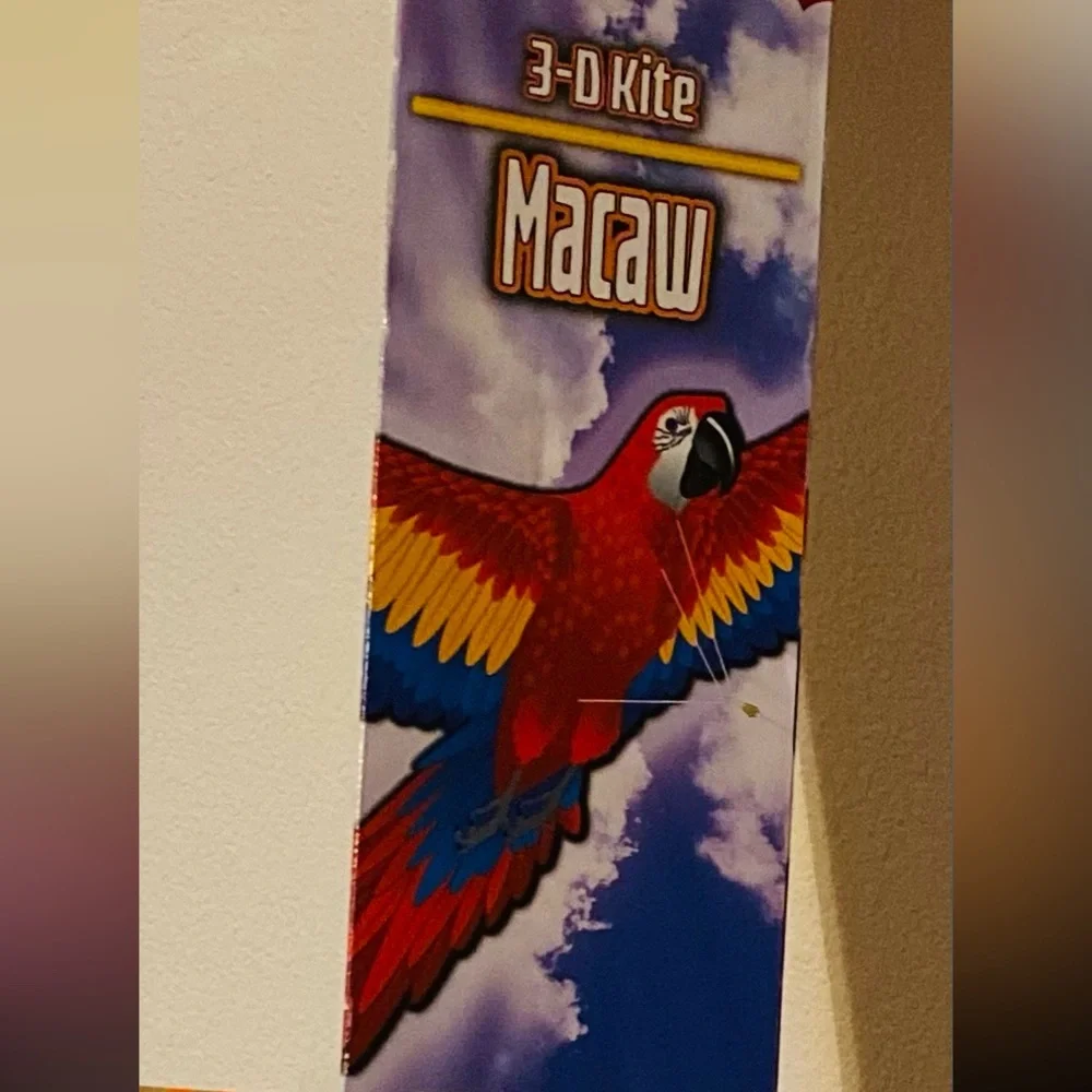 3D macaw nylon kite 6ft wingspan durable airframe hitex fabric included line